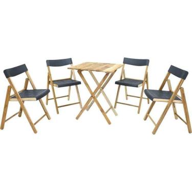 Imagem de Conjunto 5 Peças Mesa E Cadeiras Dobráveis Potenza Preto - Tramontina