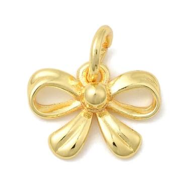 Imagem de KitBeads 30 pingentes de laço banhados a ouro mini flor pingente de laço pingente de latão para fabricação de joias com anel de salto, colar, pulseira, suprimentos de artesanato