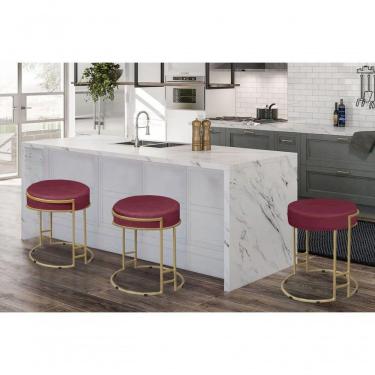 Imagem de Puff Decorativo Sarah Sala E Recepção Metal Dourado Veludo