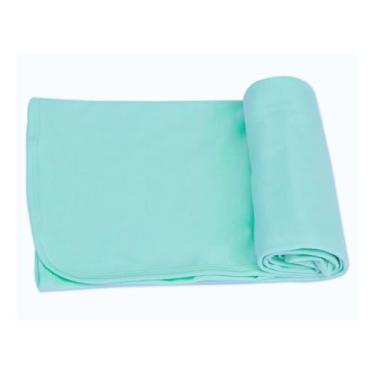 Imagem de Manta Cueiro para Bebê, Malha 100% Algodão, Acabamento em Viés, 80x90cm, Rosa, Azul, Palha, Branco, Amarelo, Verde (Verde, 1 Manta Coeiro)