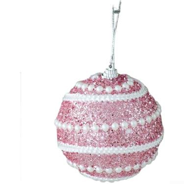 Imagem de Conjunto de enfeites de árvore de Natal de 8 cm em ouro branco, rosa, vermelho, azul, bolas de espuma leves com design espiral moderno para decoração de férias internas