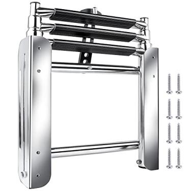 Imagem de Escada de barco de pontão, escada telescópica de 3 degraus sob a plataforma, escada de embarque para barco, aço inoxidável 316, resistente, capacidade de 272 kg