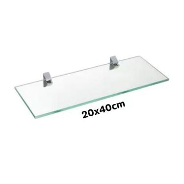 Imagem de Prateleira De Vidro 08x20x40cm Sup. Cromado