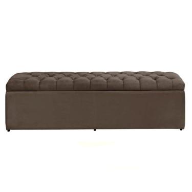 Imagem de Calçadeira Recamier Com Baú Sapateira Dubai 1,58 M Queen Size Quarto Suede Marrom - Aurora Line