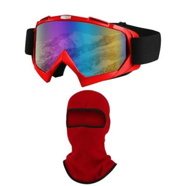 Imagem de LJDJ Óculos de esqui, snowboard motocicleta óculos com polaina de pescoço de inverno capa facial para homens mulheres esqui, pesca, caminhadas, ciclismo (vermelho)