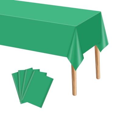 Imagem de mwellewm Toalha de mesa de plástico retangular de cores sortidas descartável arco-íris toalha de mesa colorida retangular para aniversário (verde, 4 peças)