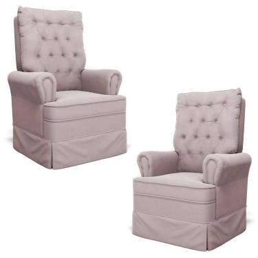 Imagem de Kit 02 Poltronas De Amamentação E Descanso Com Balanço Laís G05 Veludo Rosê - Mpozenato
