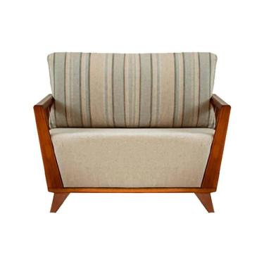 Imagem de Poltrona Odara Ozki Com Braços Madeira Eucalipto Cedro Tecido Bege Corda Redonda Rami