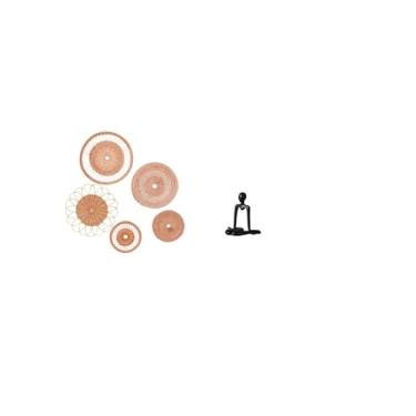 Imagem de Fenteer Arte de Parede em Rattan Trançado E Escultura Abstrata de Pensador, Ornamento Decorativo para Quarto, Corredor, Sala de Chá, Estante Ou Armário.