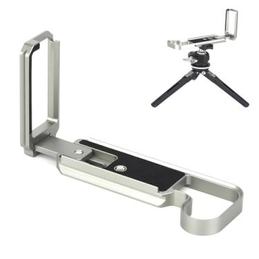 Imagem de SZZCNOX Suporte em forma de L compatível com câmera Hasselblad X 2D/X 2D II, placa de liberação rápida para tripé Arca, alça de metal retrátil com acessórios de orifício rosqueado de 1/10.2 cm (cinza