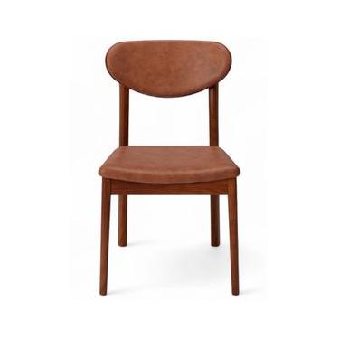 Imagem de Cadeira De madeira Catarina Encosto e Assento Estofado 50 x 84 x 58 cm (L x A x P) - Cor Castanho Tecido Corino Caramelo 133B