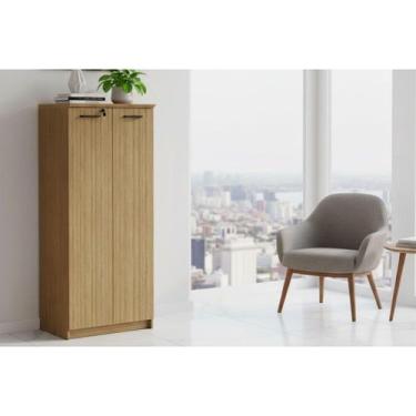 Imagem de Armário de Escritório ME-4198 c/ 2 Portas c/ Chave Amêndoa - Tecno Mob