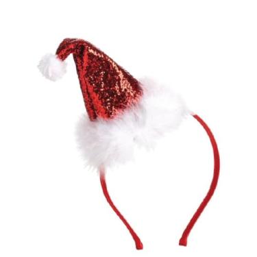 Imagem de Tiara-Gorro de Papai Noel, Brilhante com Lantejoulas, Ideal para Festas e Encontros Familiares de Natal
