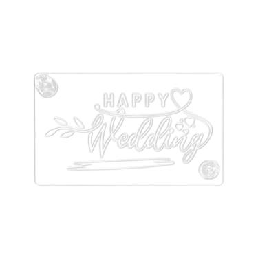 Imagem de ＫＬＫＣＭＳ Molde de acrílico para decoração de e biscoitos, ferramenta criativa para confeitaria, ideal para cafeterias, casamentos, aniversários e outros, Feliz Casamento