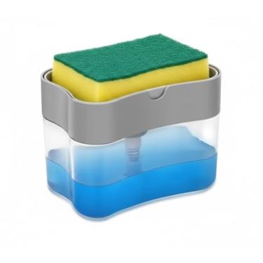 Imagem de Dispenser Porta-Detergente 2 em 1 com Suporte para Esponja/Bucha – 700 ml – Ideal para Pia de Cozinha