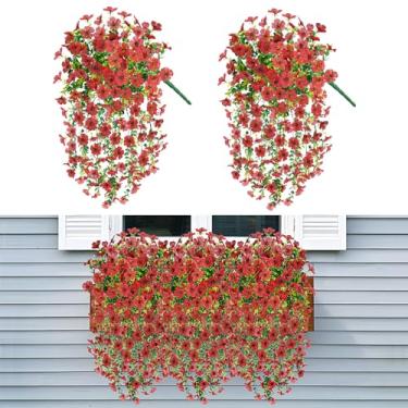 Imagem de Hrobek Plantas artificiais penduradas com flores para decoração de verão ao ar livre, 2 peças de eucalipto falso realista margarida para ambientes externos, vegetação de plástico sintético, videira