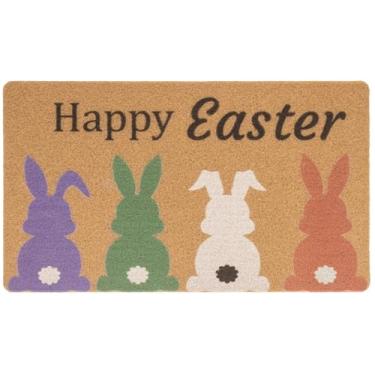Imagem de INOGIH Tapete para porta da frente Coelhinho da páscoa primavera bem-vindo capacho ao ar livre 43,3 cm x 76,2 cm de fibra de coco sintético para decoração de casa