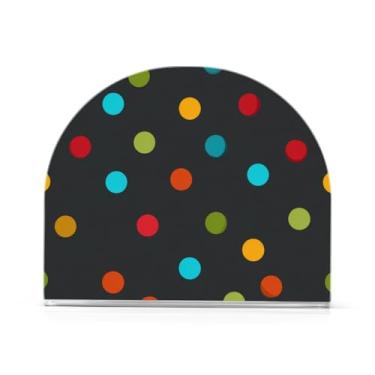 Imagem de Qilmy Porta-guardanapos de acrílico de bolinhas coloridas, suporte de lenços de mesa independente transparente, dispensador de papel de coquetel para cozinha, jantar, restaurante, bar, decoração, 1