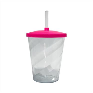 Imagem de Kit 15 Copo Twister Cristal Em Acrílico Com Tampa Colorida Canudo 300ml Lembrancinha De Festa (Pink)
