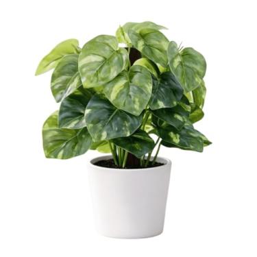 Imagem de Planta Artificial em Vaso 28cm – Decoração de Sala, Escritório e Quarto | Folhas de Plástico Realistas | Sem Manutenção (Jiboia)