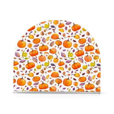 Imagem de JUZIHAI Abóboras Folhas Porta-guardanapos para mesa Dispensador de guardanapo de acrílico para mesa Suporte de lenços independente para cozinha sala de jantar bar festa decoração de casa