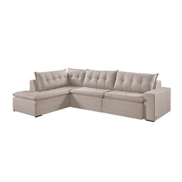 Imagem de Sofá 7 Lugares Reclinável Presidente com Chaise Esquerdo Linho Cru 356 cm