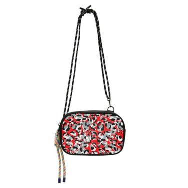 Imagem de Lindas girafas de desenho animado bolsa transversal masculina alça ajustável, bolsas transversais para escola, Oncinha, vermelho, One Size