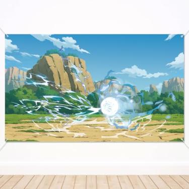 Imagem de Painel de Fundo para Festa de Aniversário com Tema Anime, 150x90cm Céu Azul Nuvens Brancas e Montanhas Ideal para Decoração Festas Aniversário Meninos e Meninas Adereços Fotos