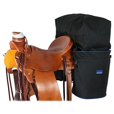 Imagem de TrailMax Alforjes grandes para passeios em trilha; bolsas isoladas para cavalos com bolsa destacável; conjunto de bolsa de sela e bolsa de cantle; bolsas de sela para selas ocidentais e resistentes; tubulação azul