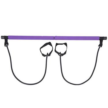Imagem de KIMISS Barra Portátil de Pilates Com Faixas de Resistência - Equipamento Multifuncional de Ginástica Doméstica para Exercícios de Corpo Inteiro, Ioga, Treinamento de Força Central e Habilidade - Roxo