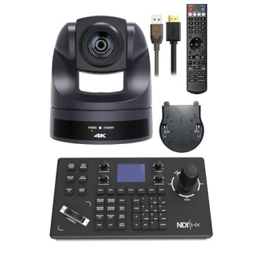 Imagem de Câmera PTZ 4K, zoom óptico 20x, câmera POE com saída USB HDMI IP, pacote com joystick controlador NDI PTZ (Enviado localmente do Brasil, conjunto)