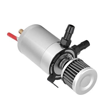 Imagem de Cryfokt Lata de Captura do Reservatório de óleo de Alumínio do Carro Com Filtro Inoxidável para Melhor Desempenho Motor para a Maioria Carros, Ajuste Universal, Material de Liga de Alumínio, (Prata)