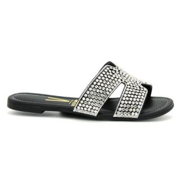 Imagem de Tamanco Vizzano Original Rasteirinha Brilho Feminino 1005, 36, Preto