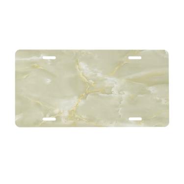 Imagem de Placa de licença de mármore verde bonita para frente do carro placas de carro metal de alumínio adequado para caminhão, placa de porta de carro, bar, café, acessórios automotivos para homens e