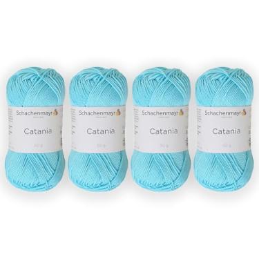 Imagem de 4 novelos/pacote Schachenmayr (SMC) Catania Originals Yarn, cada bola 50 g (125 m), 100% algodão mercerizado para fio de tricô e crochê, peso esportivo, 397 - turquesa
