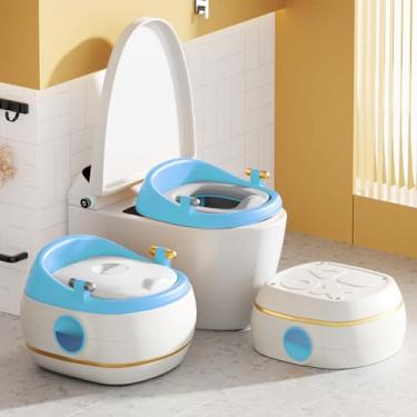 Imagem de Penico Infantil Tudo-em-Um 3 em 1 | Vaso Sanitário de Treinamento com Assento Infantil, Banquinho (Azul)