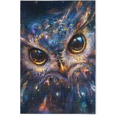 Imagem de Quebra-cabeça de desenho de arte digital coruja para adultos, 500 peças, presentes de elefantes brancos, personalizados, exclusivos, arte de pintura animal, 52 x 37,8 cm