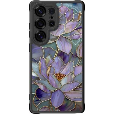 Imagem de DEENAKIN Capa fofa para Samsung Galaxy S25 Ultra, capa rígida floral estética, compatível com Magsafe, capa protetora fina retrô moderna exclusiva para mulheres e meninas, lótus roxo florescendo