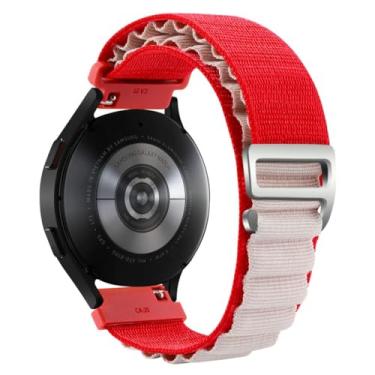 Imagem de JDIME Pulseira de 20 mm e 22 mm para Samsung Galaxy Watch 6/4/5/Pro/classic/active 2/Gear S3 Alpine Loop Correa para HUAWEI GT 2 4 3 Pro (vermelho e branco, 22 mm), 22mm, Ágata