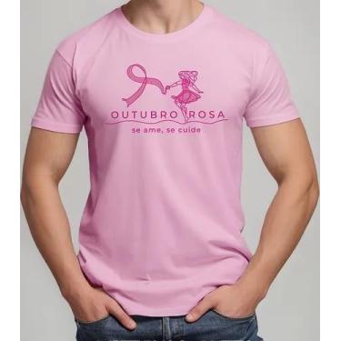 Imagem de Camiseta Camisa Feminina Masculina Algodão Campanha Outubro Rosa Preve