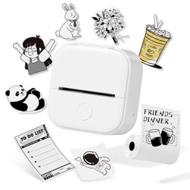 Imagem de Impressora de bolso – Impressora de adesivos Memoqueen T02 - Mini impressora térmica de fotos Bluetooth, ótima para diário DIY, notas, adesivos e notas, compatível com iOS e Android, branco