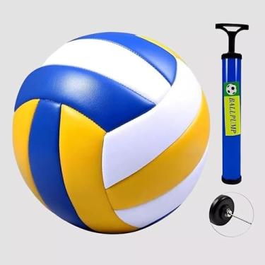 Imagem de Kit Bola De Vôlei Praia Quadra Areia Voleibol Colorida Bomba de Inflar Tamanho Padrão Treino