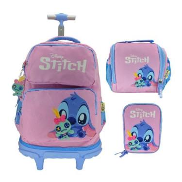 Imagem de Kit Mochila De Rodinha Stitch + Lancheira + Estojo Box 50042 - Luxcel