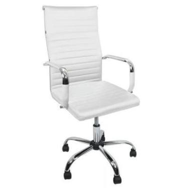 Imagem de Cadeira De Escritório Fortt Cef04-b, Peso suportado 120kg, Esteirinha Base Cromada, Com Rodinha, Turin, Branco