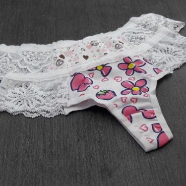 Imagem de Tanga Fio Dental Júlia Cor:Branco/EstampadoTamanho:M - Saulo Lingerie,