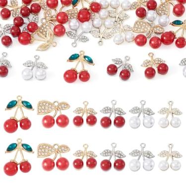 Imagem de KISSITTY Pingentes de cerejeira com contas de frutas naturais Ctue Handmad pingentes de cristal com folha para pulseiras, brincos, colares, joias, artesanato, faça você mesmo, Esmalte, Sem Pedra