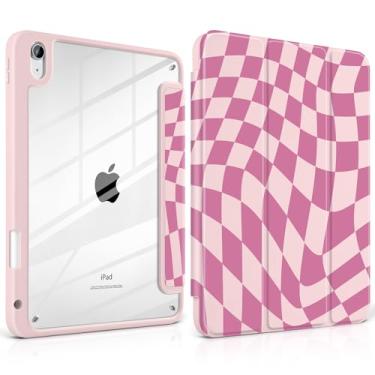 Imagem de TWOLSKOO Capa para iPad de 11ª e 10ª geração com suporte para lápis, suporte de três dobras, hibernar/despertar automático, parte traseira de acrílico transparente com amortecedor de TPU, para iPad de