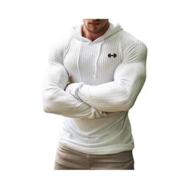 Imagem de Camisetas De Corrida Masculinas Slim Fit Com Capuz, Finas E Tricotadas