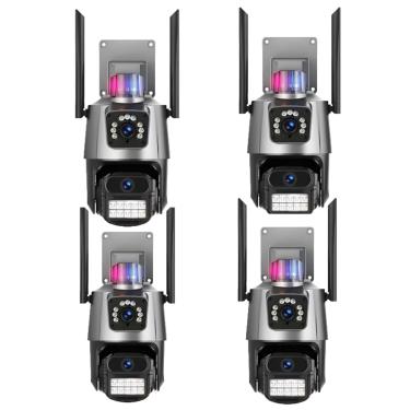 Imagem de Kit 4 Câmera De Segurança Externa Lente Dupla 4k Led Sirene Policial