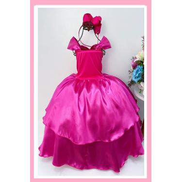 Imagem de Vestido Fantasia Luxinho Princesas Pink novo